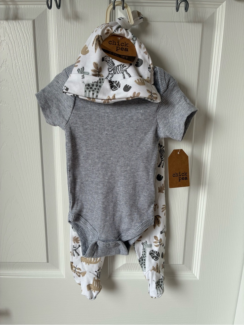 chick pea Gray Ribbed Baby Bodysuit